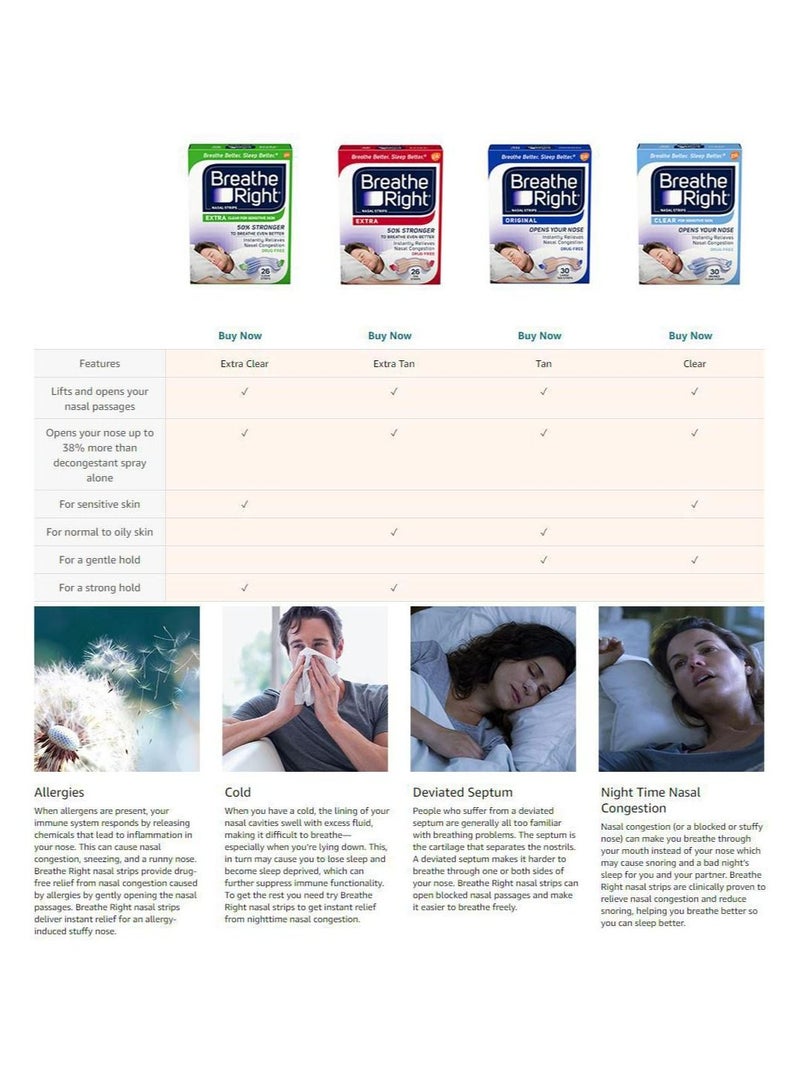 Breathe Right شرائط الأنف الشفافة الكبيرة، 30 قطعة - Image 4