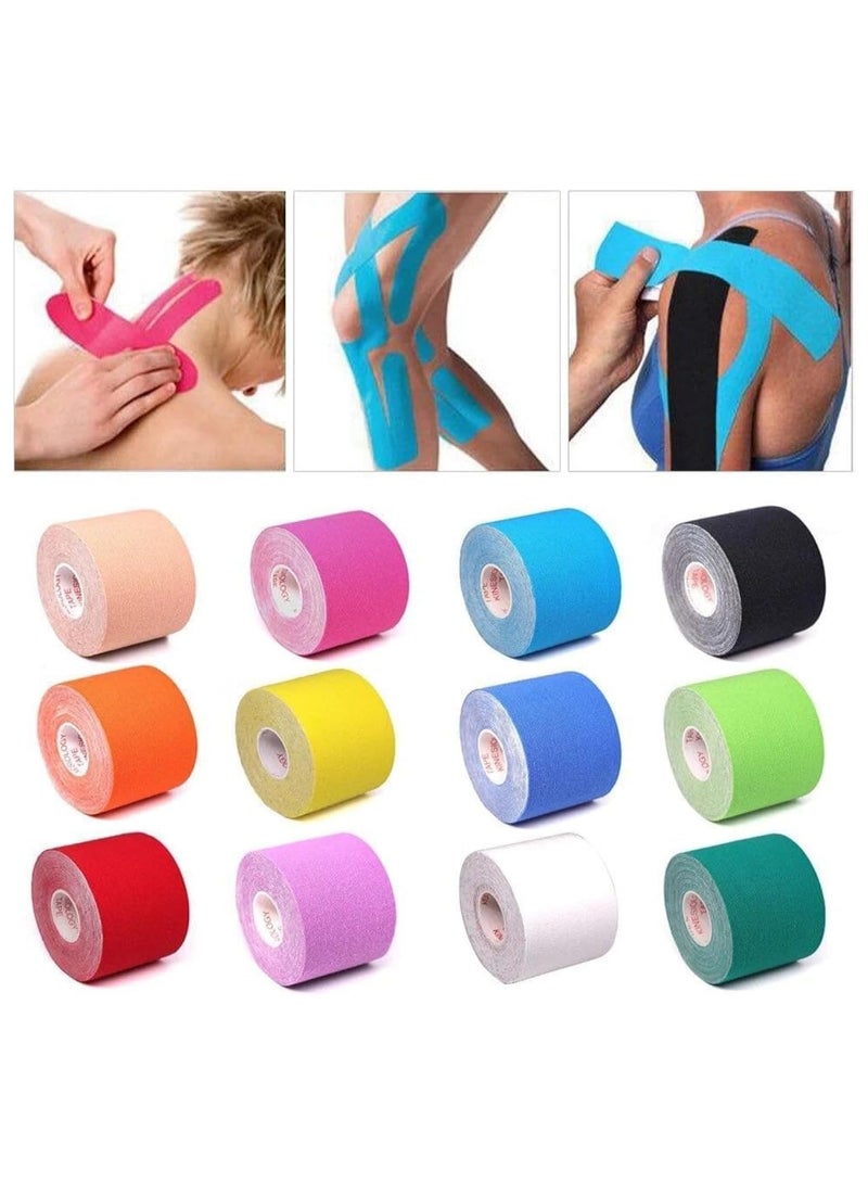 Kinesiology Tape, Medical Adhesive, Therapeutic Muscle Tape, Hypoallergenic, Breathable, Waterproof Adhesive for Sports and Injury Recovery, for Gym, Running, Tennis, Swimming, and Football, 5 Meters (Random Color) - Image 1