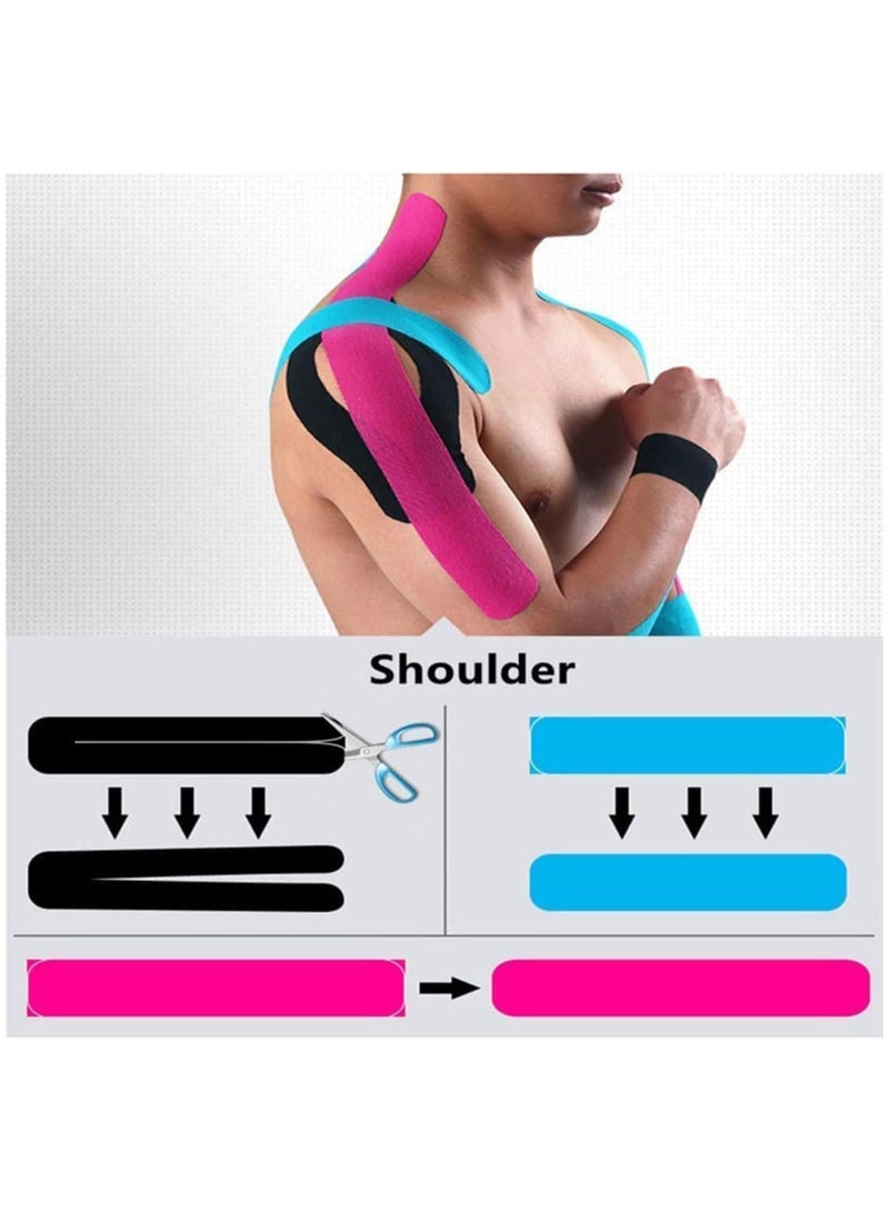 Kinesiology Tape, Medical Adhesive, Therapeutic Muscle Tape, Hypoallergenic, Breathable, Waterproof Adhesive for Sports and Injury Recovery, for Gym, Running, Tennis, Swimming, and Football, 5 Meters (Random Color) - Image 4