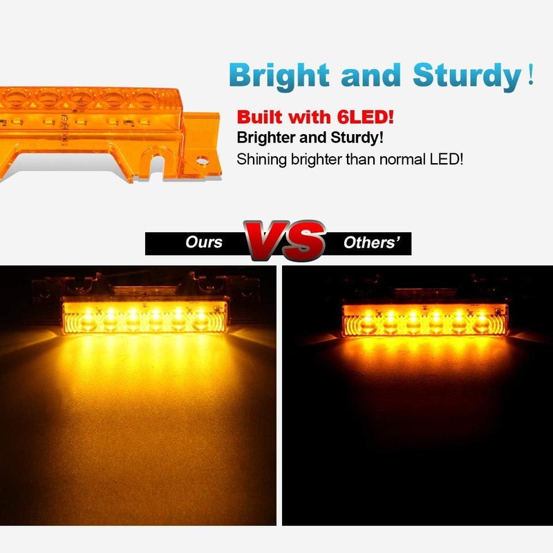 Partsam 5PCS 6LED Cab Light Truck Trailer Cab Marker Top Amber Lens Roof Running Light Reflective Lights Assembly Compatible with 2004 VN/2003-2020 VNL Trucks Waterproof - Image 5