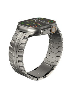Generic Ultra stainless steel Bracelet for Apple Watch 49mm 45mm 44mm 42mm 46mm Luxury Men Band for Iwatch Series 9 6 5 4 Se 7 8 Ultra 2 49mm Band（silver grey） (Stainless Steel)  - Image 2