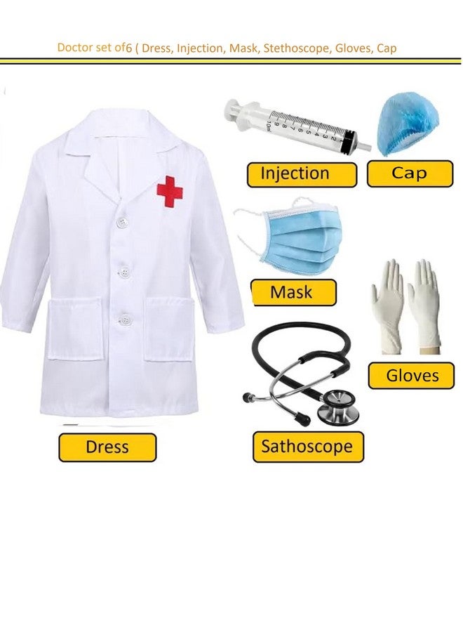 Cotton Fancy Dress World Kids Community Helpers Doctor'S & Nurse'S Coat|Costumes For Boys & Girls (Doctor Coat Set, 5-6 Years), White  - Image 3