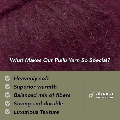 Alpaca Warehouse Pullu - Baby Alpaca Merino Wool Yarn Set of 3 Skeins (150 Grams) Worsted Weight - Sourced Directly from Peru - Heavenly Soft and Perfect for Knitting and Crocheting (Plum) - Image 2