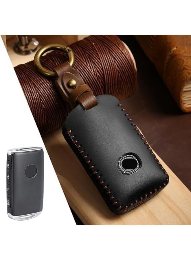 Leather Car Key Cover with Keychain for Mazda 6 Mazda CX9 (black) - Image 1