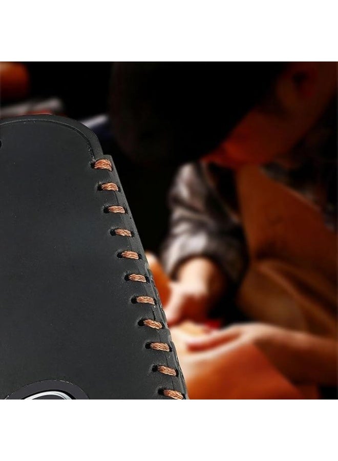 Leather Car Key Cover with Keychain for Mazda 6 Mazda CX9 (black) - Image 5