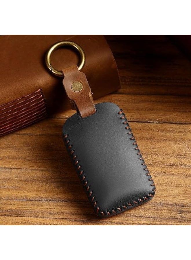 Leather Car Key Cover with Keychain for Mazda 6 Mazda CX9 (black) - Image 3