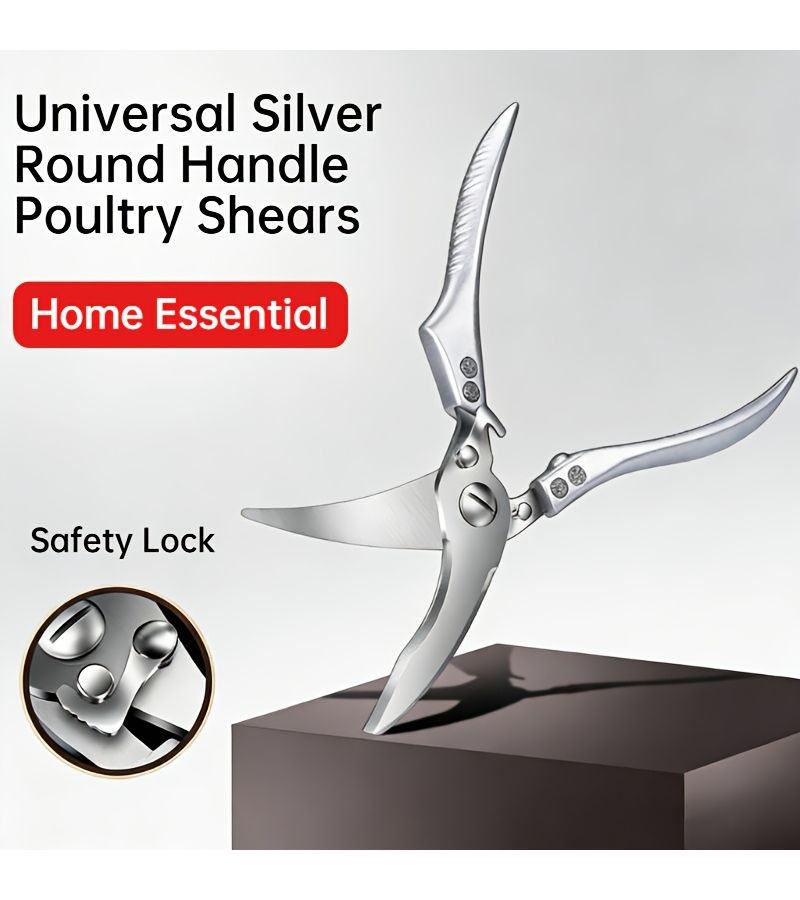 Kitchen Automatic Spring Loaded Poultry Shears For Chefs Concave Blade Safety Lock - Image 2