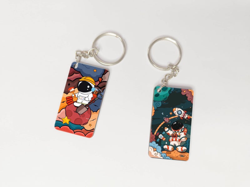 OUTFITQUE OUTFITQUE Premium (Pack of 2) Anime-120 Printed Long Keychain For Bike, Scooty, Car, MDF Keyholder - Image 1