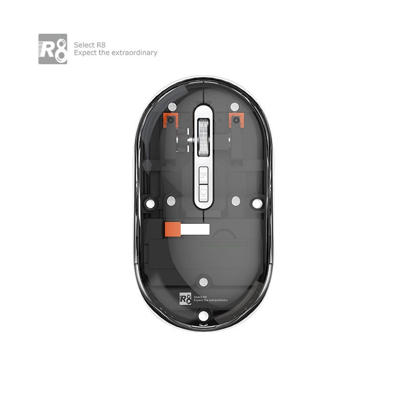 R8 Brand Transparent Wireless Bluetooth Dual-Mode Mouse - Silent, Universal for Desktop & Laptop