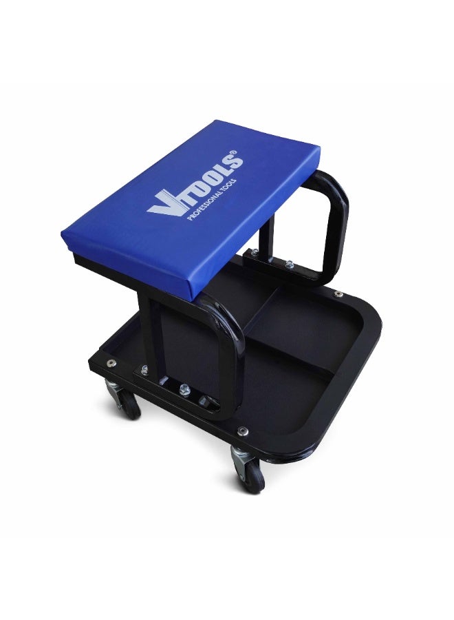 VTOOLS Rolling Garage Creeper with Padded Seat and Tool Tray - Image 1