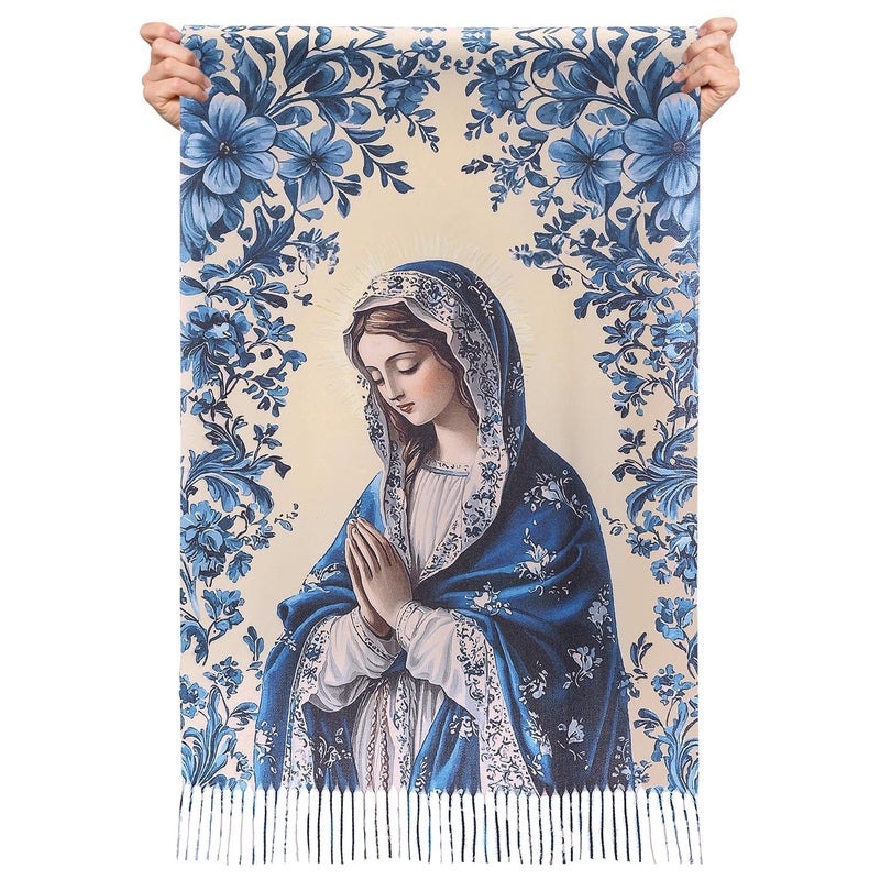 Riletese Virgen de Guadalupe Prayer Shawl Scarf Catholic Gifts For Women Mom Mexican Virgin Mary Pashmina Scarves Wrap (Rose) - Image 2
