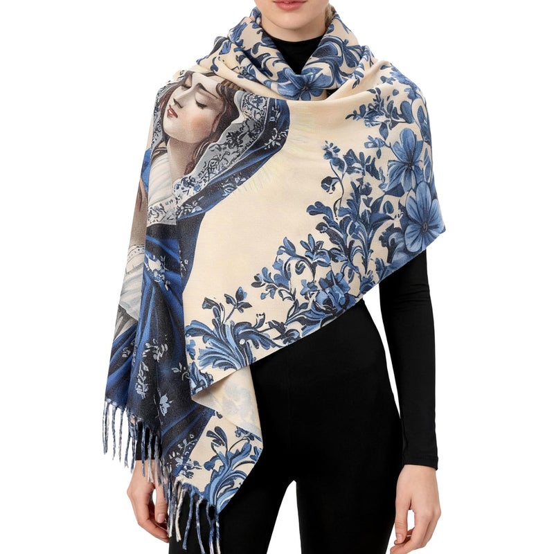Riletese Virgen de Guadalupe Prayer Shawl Scarf Catholic Gifts For Women Mom Mexican Virgin Mary Pashmina Scarves Wrap (Rose) - Image 3
