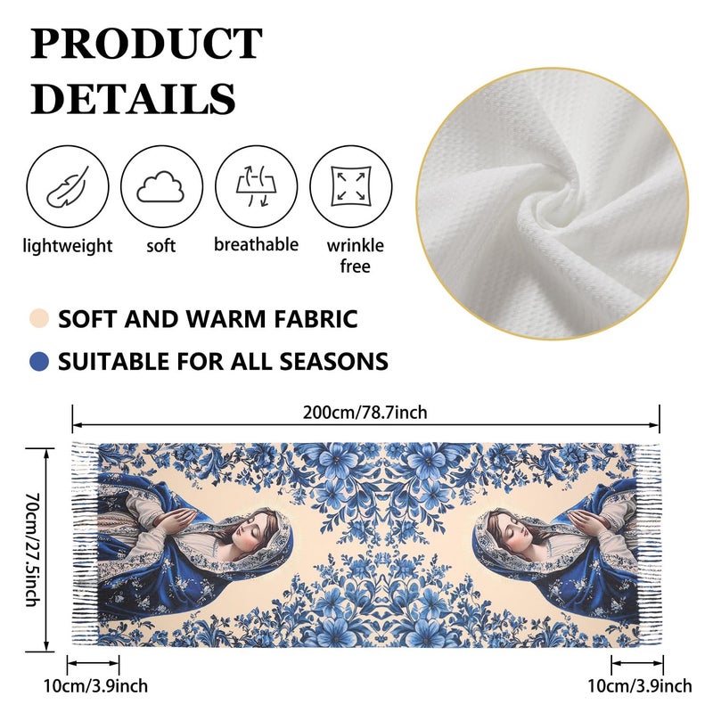 Riletese Virgen de Guadalupe Prayer Shawl Scarf Catholic Gifts For Women Mom Mexican Virgin Mary Pashmina Scarves Wrap (Rose) - Image 5