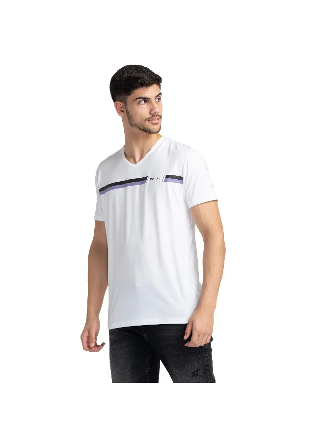 بيينغ هيومان Mens White Round Neck Short Sleeve T-Shirt