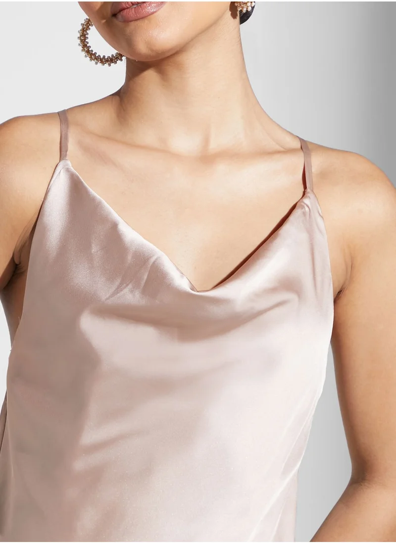 Chi-Chi London Satin Cowl Neck Dress