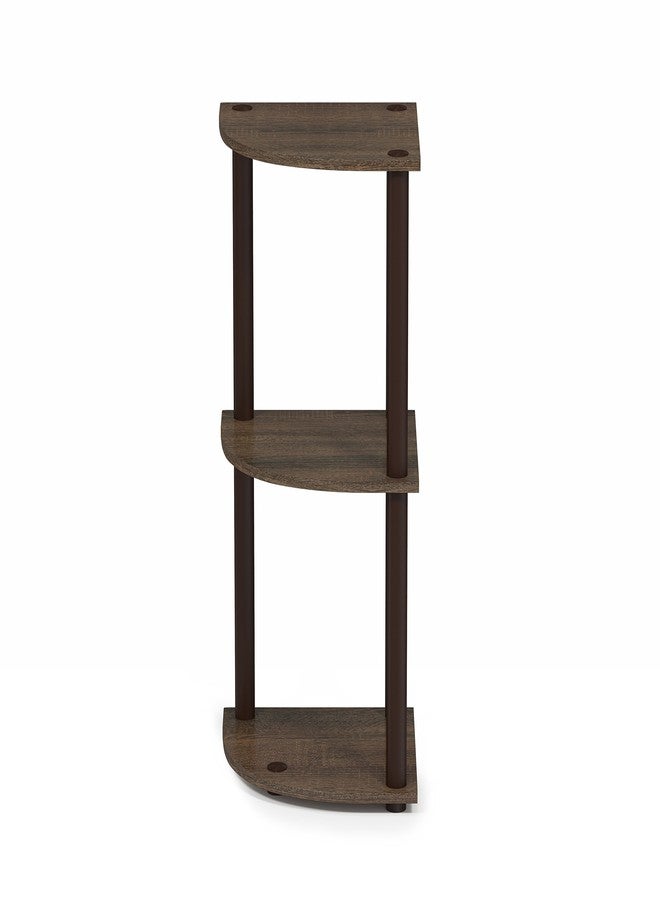 Furinno TURN-N-TUBE Corner Shelf, 3-Tier Corner Bookshelf, Display Storage Shelves with Open Shelves, for Organization and Storage, Living Room, Home Office, Garage, Walnut - Image 3
