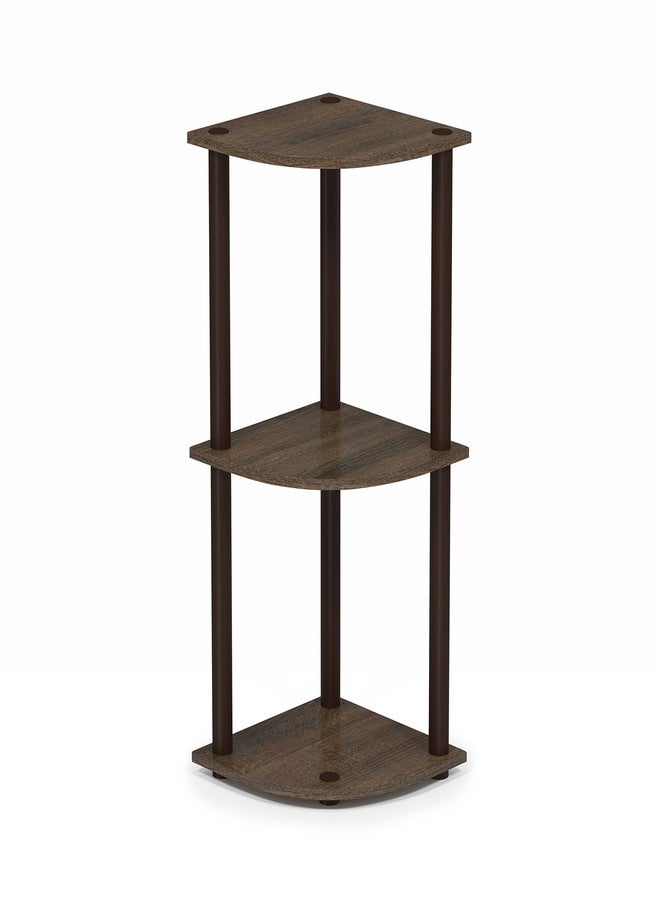 Furinno TURN-N-TUBE Corner Shelf, 3-Tier Corner Bookshelf, Display Storage Shelves with Open Shelves, for Organization and Storage, Living Room, Home Office, Garage, Walnut - Image 1