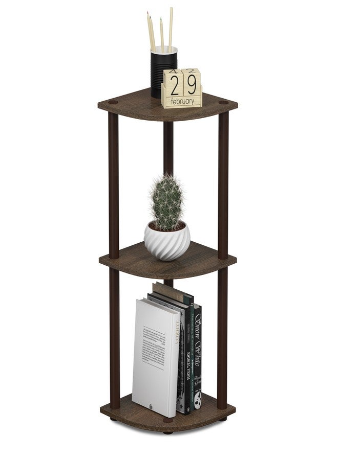 Furinno TURN-N-TUBE Corner Shelf, 3-Tier Corner Bookshelf, Display Storage Shelves with Open Shelves, for Organization and Storage, Living Room, Home Office, Garage, Walnut - Image 4