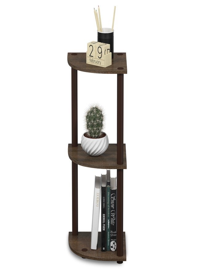 Furinno TURN-N-TUBE Corner Shelf, 3-Tier Corner Bookshelf, Display Storage Shelves with Open Shelves, for Organization and Storage, Living Room, Home Office, Garage, Walnut - Image 5
