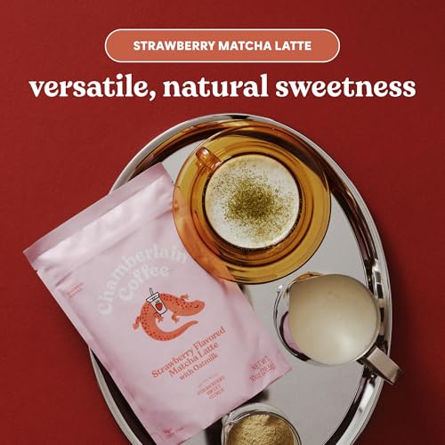 Chamberlain Coffee Strawberry Matcha Latte - Vegan Strawberry Matcha Latte With Oat Milk - Strawberry, Sweet, Citrus - Japanese Matcha Powder - 10 Servings - Image 3