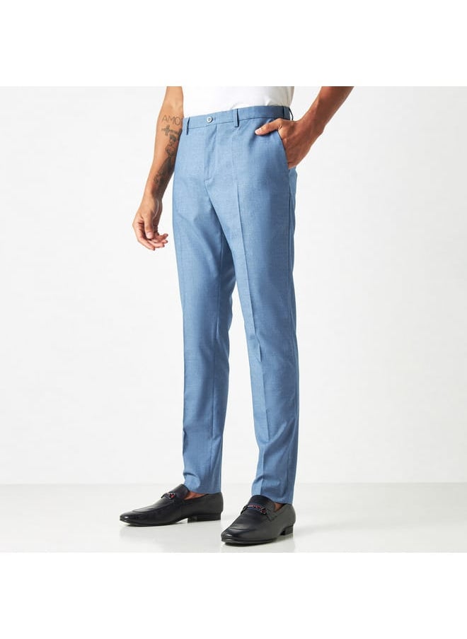 Iconic Iconic Solid Trousers with Button Closure  - Image 1