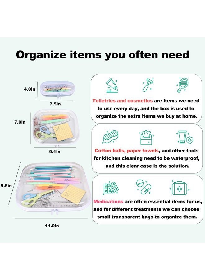honitty Clear Hard Shell Zipper Case,3PCS Transparent Clear Zipper Pouches,Hard Side Plastic Case Set,Portable Travel Storage Organizer Bins - Image 4