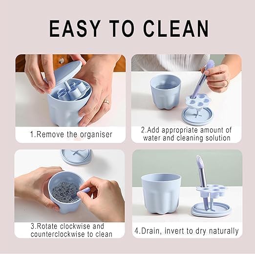 Ncry Portable 2 in 1 Design Makeup Brush Cleaning Mat with Brush Drying Holder Brush Cleaner Pad Cosmetic Brush Organizer Rack Portable Washing Tool for Makeup - Image 2