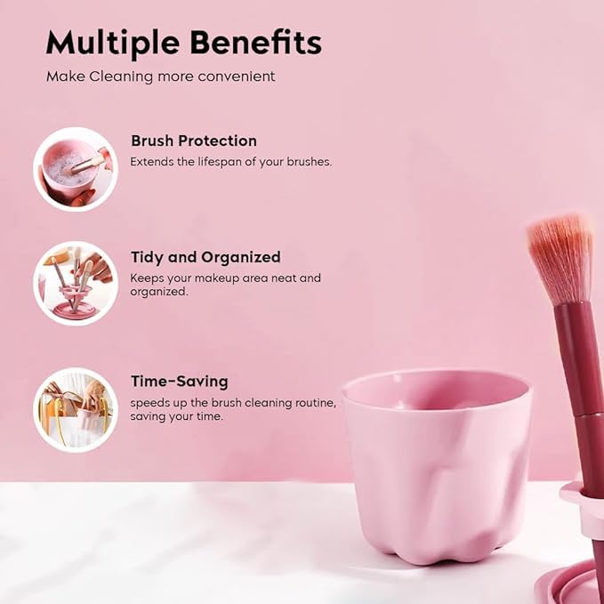Ncry Portable 2 in 1 Design Makeup Brush Cleaning Mat with Brush Drying Holder Brush Cleaner Pad Cosmetic Brush Organizer Rack Portable Washing Tool for Makeup - Image 5