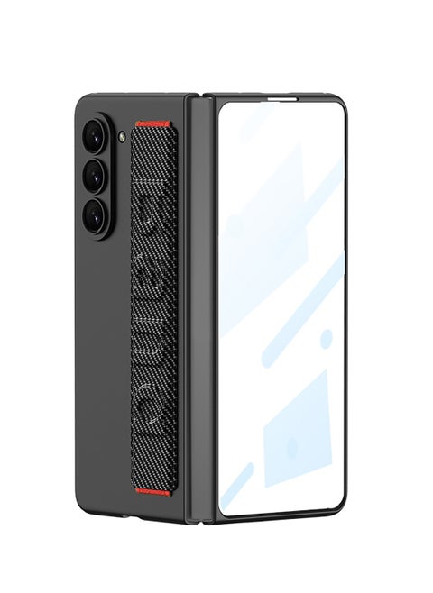 Case for Samsung Galaxy Z Fold 5 Case with Hand Strap, 360°Protection Built-in Front Screen HD Explosion-Proof Glass Z Fold5 Cover, Hand Band Design Ultra-Slim Case for Z Fold 5