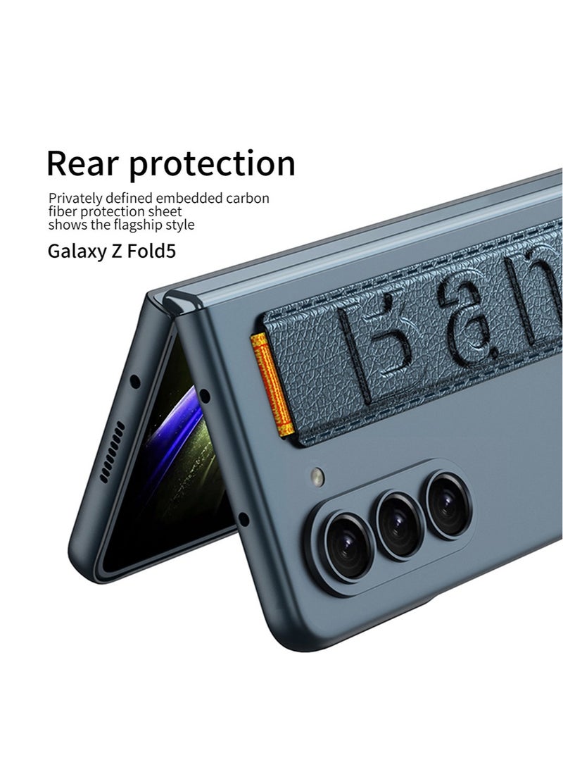 Case for Samsung Galaxy Z Fold 5 Case with Hand Strap, 360°Protection Built-in Front Screen HD Explosion-Proof Glass Z Fold5 Cover, Hand Band Design Ultra-Slim Case for Z Fold 5