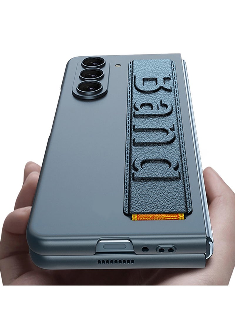Case for Samsung Galaxy Z Fold 5 Case with Hand Strap, 360°Protection Built-in Front Screen HD Explosion-Proof Glass Z Fold5 Cover, Hand Band Design Ultra-Slim Case for Z Fold 5