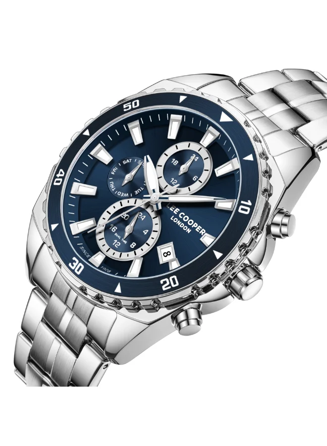 Lee Cooper Dark Blue Men's Metal Multi Function Watch LC08217.390 - 44 mm for Men | Best Price UAE