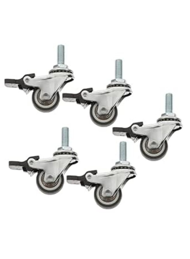 5 TPR Swivel Caster Wheels with Brake for Furniture Flowerpot Holders - Image 1