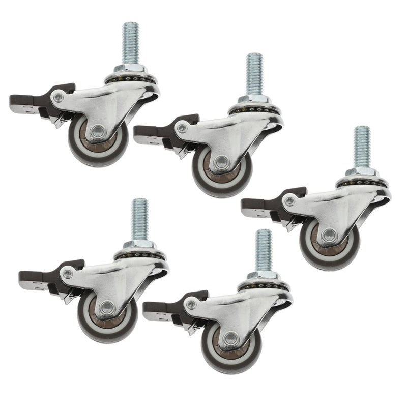 5 TPR Swivel Caster Wheels with Brake for Furniture Flowerpot Holders - Image 2