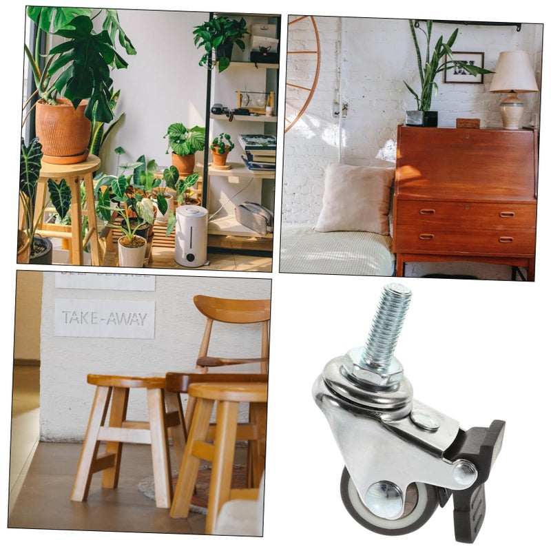 5 TPR Swivel Caster Wheels with Brake for Furniture Flowerpot Holders - Image 4