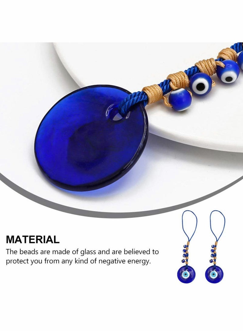 Excefore Blue Evil Eye Decor Hanging Turkish Nazar Bead Pendant Decorative Lucky Turkish Eye Keychain Feng Shui Hanging Decoration for Home Office Car (2pcs)  - Image 5