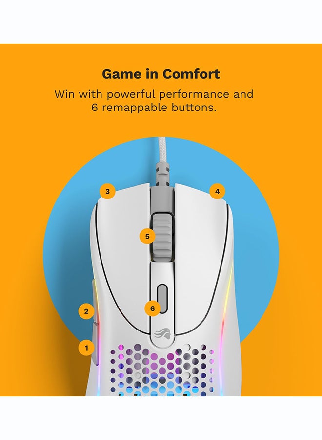 Glorious Model O 2 RGB Gaming Mouse - 59g Ultralightweight Wired Gaming Mouse - 26,000 DPI, BAMF 2.0 Optical Sensor, 6 Programmable Buttons, Backlit Ergonomic Mouse for PC & Laptop - White - Image 3