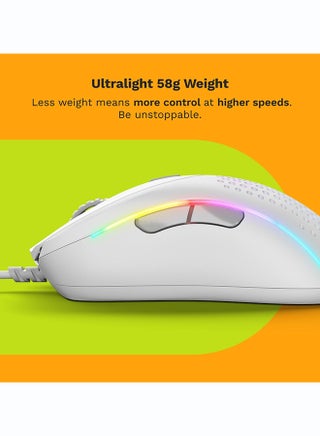 ماوس الألعاب موديل D 2 RGB سلكي - أبيض غير لامع - view 4