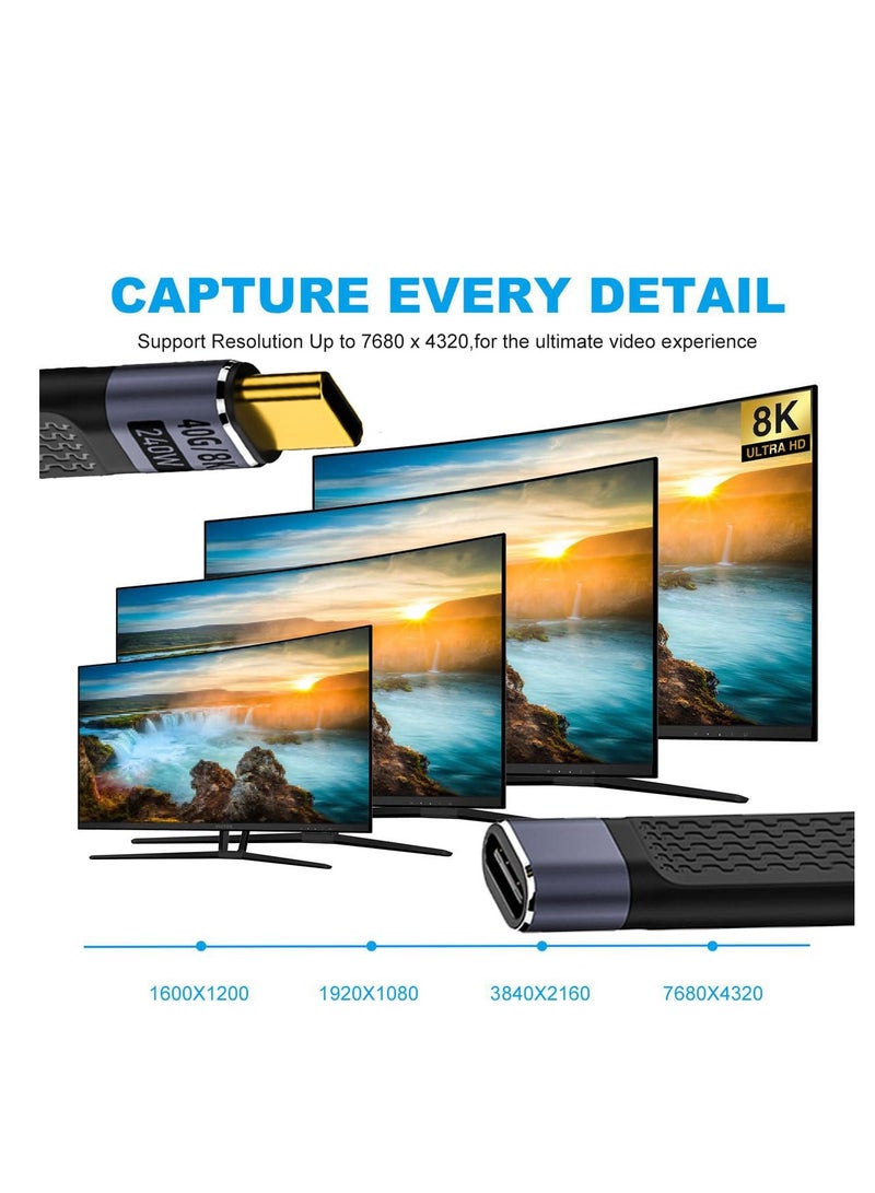 40Gbps USB4 Male to Female Straight Slim Flat Extension Cable 13cm with 240W Charg-ing and 8K@60Hz Compatible with Thunderbolt3/4 - Image 2