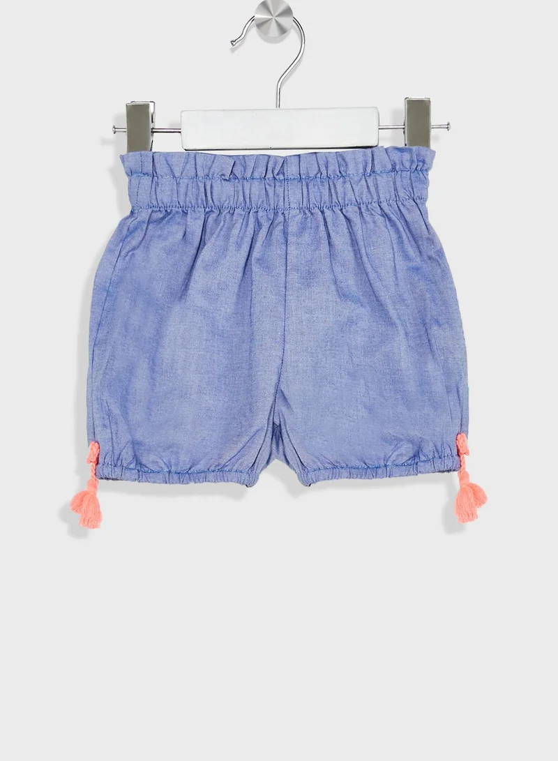 Nautinati Nauti Nati Girls Embroidered Ruffled A-Line Pure Cotton Top With Shorts