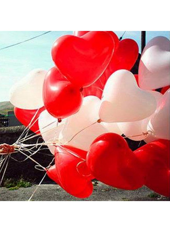 Balloonistics Pack of 50 Heart Shaped Red and White Balloons - Image 1