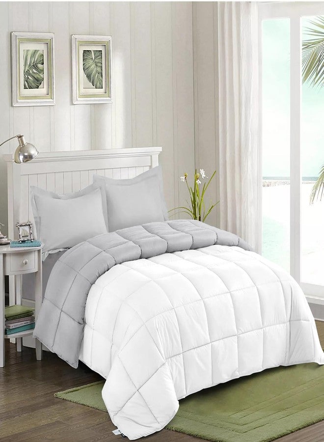 AYANSHI BEDDING Hotel Collection All Season 120 GSM Ac Comforter/Ac Blanket/Ac Duvet Single Bed Comforter (60" X 90" Inches) - Single Bed Comforter - White/Silver Grey Color - Image 2