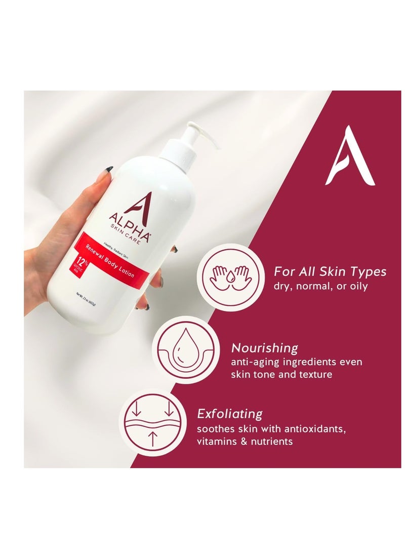 Alpha Alpha Skin Care Revitalizing Body Lotion, 12% Glycolic AHA, Daily Moisturizer Hydrates & Exfoliates, Anti-Aging, 23 Oz  - Image 2