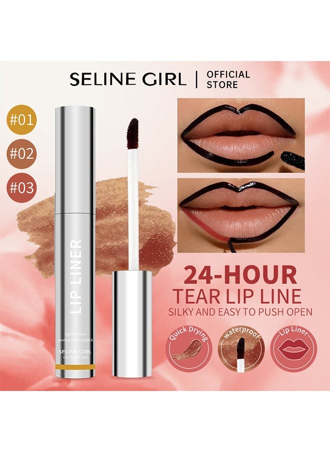 SELINE GIRL Lip Liner - Peel Off Lip Liner Tattoo, Peel Off Lip Stain, Long Lasting Lip Stain Peel Off, Infused with Hyaluronic Acid & Vitamin E, Makeup Gift for Women （3PCS-#01、#02、#03）  - Image 2