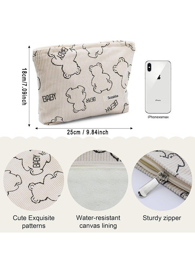 Women's Lovely Bear Travel Cosmetic Bag, Small Zipper Cosmetic Bag For Skin Care, Makeup, Convenient Handbag Storage Pouch  - Image 3