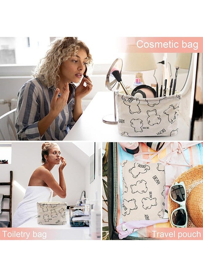 Women's Lovely Bear Travel Cosmetic Bag, Small Zipper Cosmetic Bag For Skin Care, Makeup, Convenient Handbag Storage Pouch  - Image 4