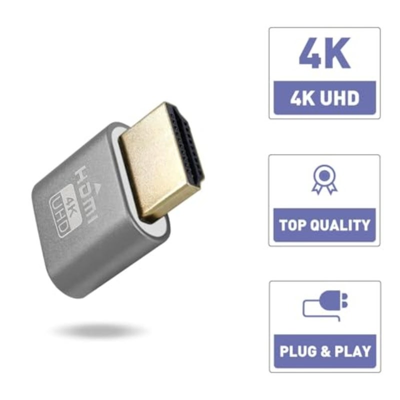 4K HDMI Dummy Plug, 3 PCS High Resolution Display Emulator with EDID Support, Virtual Monitor Adapters for Crypto Mining and Remote Desktop Setup - Image 2