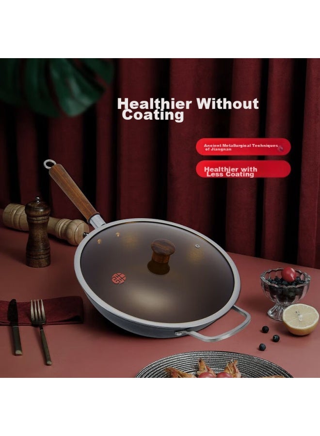 Wang Yuanji Yuanji Handmade Cast Iron Wok, Traditional Uncoated Iron Round Bottom Stir-fry Pan, Kitchen Essential Jiangnan - Image 2