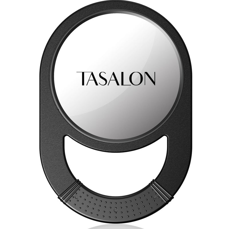 TASALON Unbreakable Hand Mirror Salon  Barber Mirror with Handle  AntiSlip Grip for Travel Makeup Shaving  Shower  Black