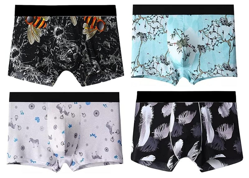 ASJAR Printed Cotton Mid Waist Plus Ice Silk Elasticity Best Fitting Boxer Brief Shorts Pants/Underwears for Men (Pack of 3) (Multicolor) (XL) - Image 3